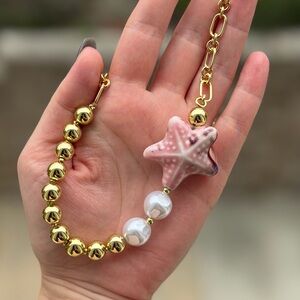Starfish Charm Beaded Necklace with Pearls